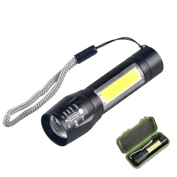 2 in 1 LED Flashlight Zoom Light Torch